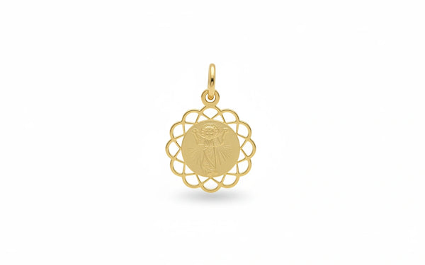 Medalla del niño Jesús a laser en oro Amarillo 14K
