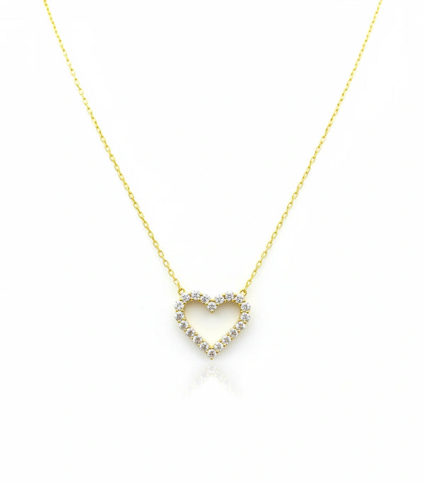 Gargantilla de silueta de corazón de oro 14k con circonias