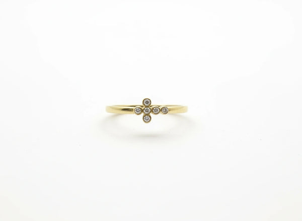 Anillo de cruz con circonias en oro 10k Mod.990