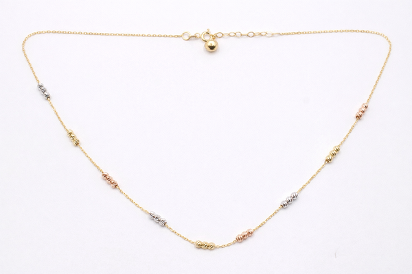 Gargantilla de bolitas de 3 oros 14k