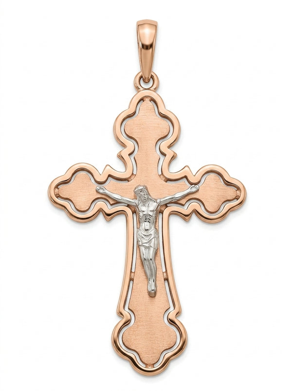 Cruz de oro rosa 14k con acabado mate Mod 5627 4.5 cm