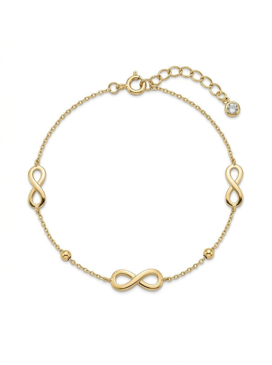 Pulsera de oro 14k diseño de infinitos Mod 5161- 18 cm