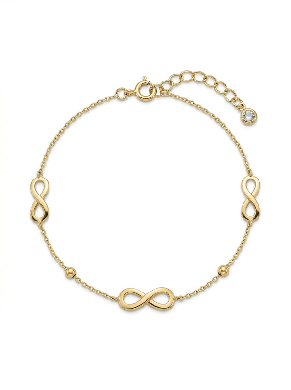 Pulsera de oro 14k diseño de infinitos Mod 5161- 18 cm