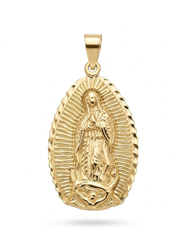 Medalla de oro 10k diseño de la virgen de Guadalupe Mod. LM5383 - 3.5 cm