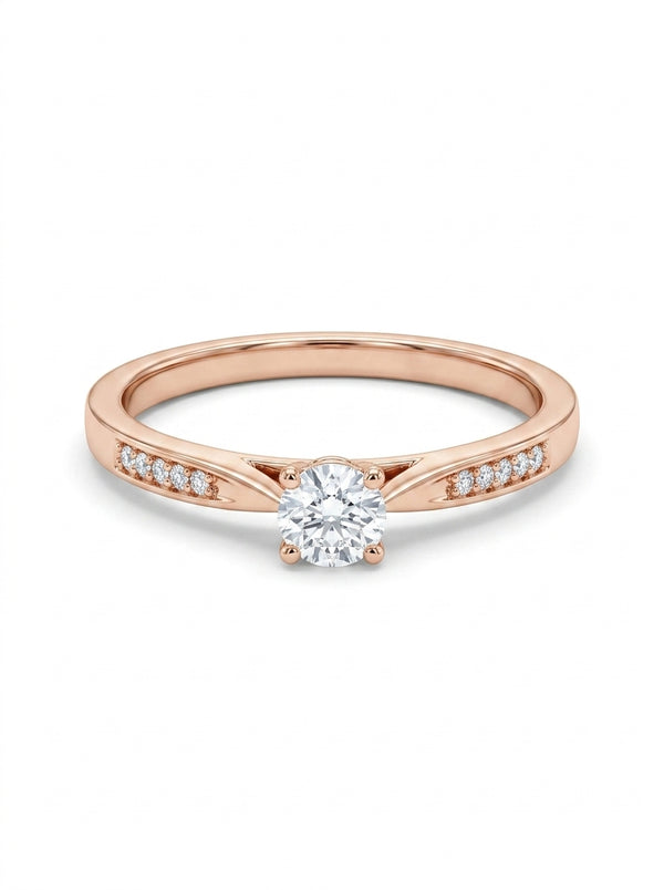 Anillo solitario de oro rosa 14k y diamantes naturales Mod LM5297
