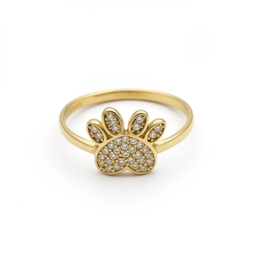 Anillo de huellita de oro 10k e incrustaciones de circonios