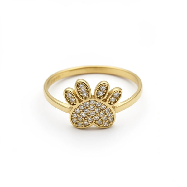 Anillo de huellita de oro 10k e incrustaciones de circonios