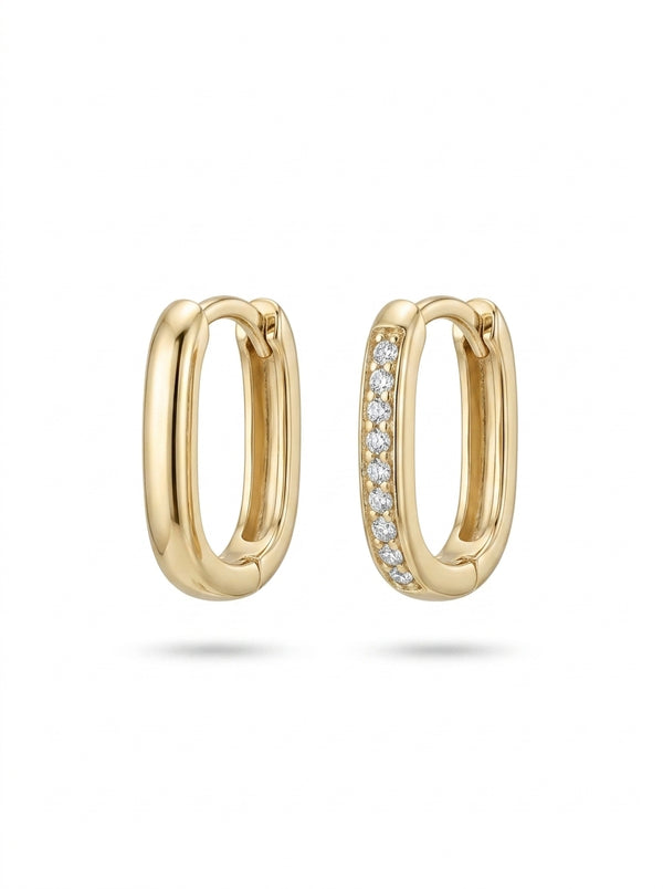 Grapas de oro 14k diseño de eslabón pequeño con circonias Mod LM5206