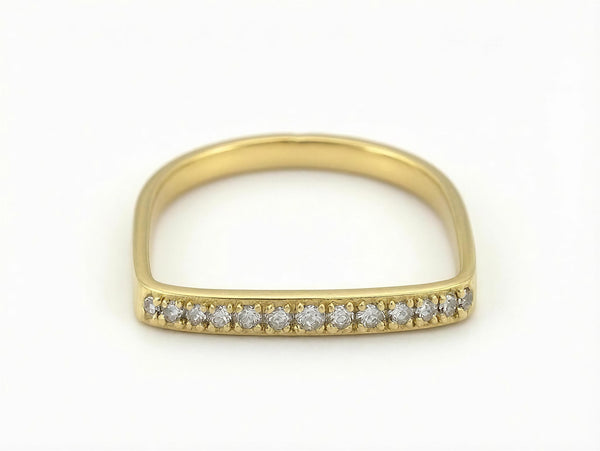 Anillo de oro 14k diseño media luna con circonias Mod LM5121