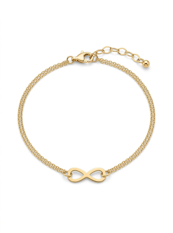 Pulsera delgada doble de oro 14k con infinito delgada mod 5573 - 18 cm
