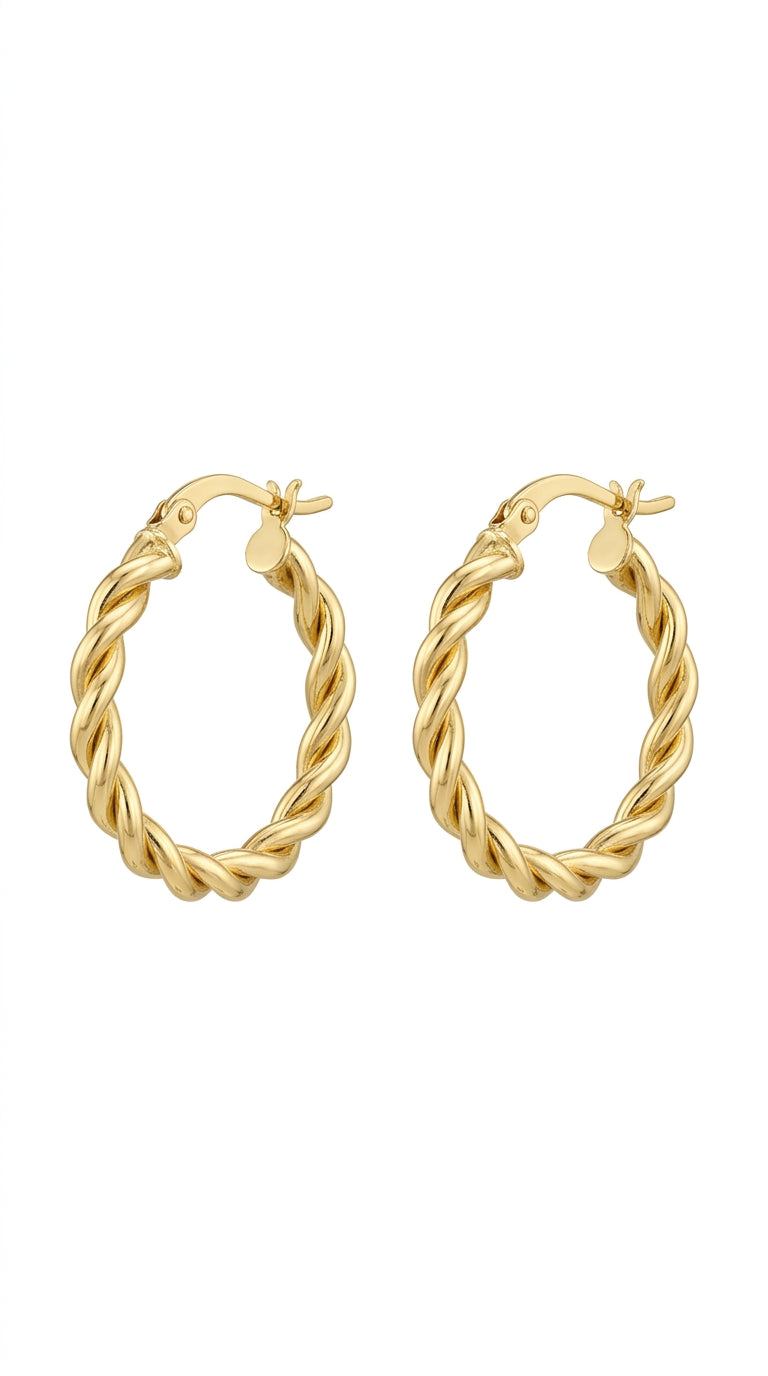 Arracadas ovaladas trenzadas en oro 14k LM5078 - 2.5 cm