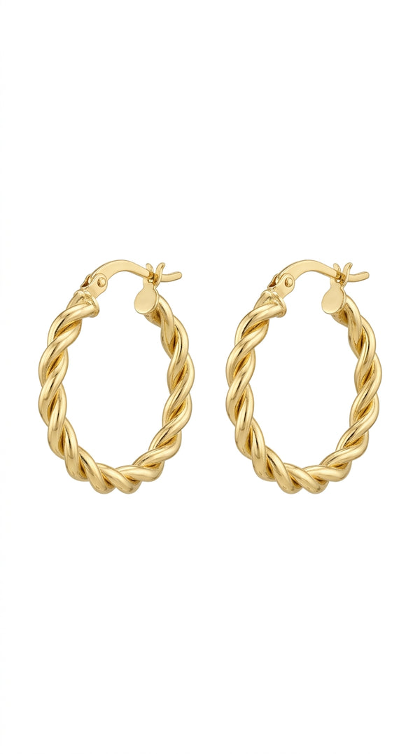 Arracadas ovaladas trenzadas en oro 14k LM5078 - 2.5 cm