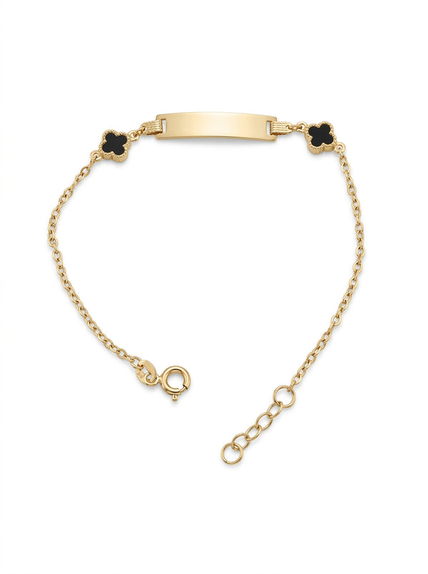 Esclava de oro 10k diseños de tréboles negro Modelo LM5173 - 18 cm