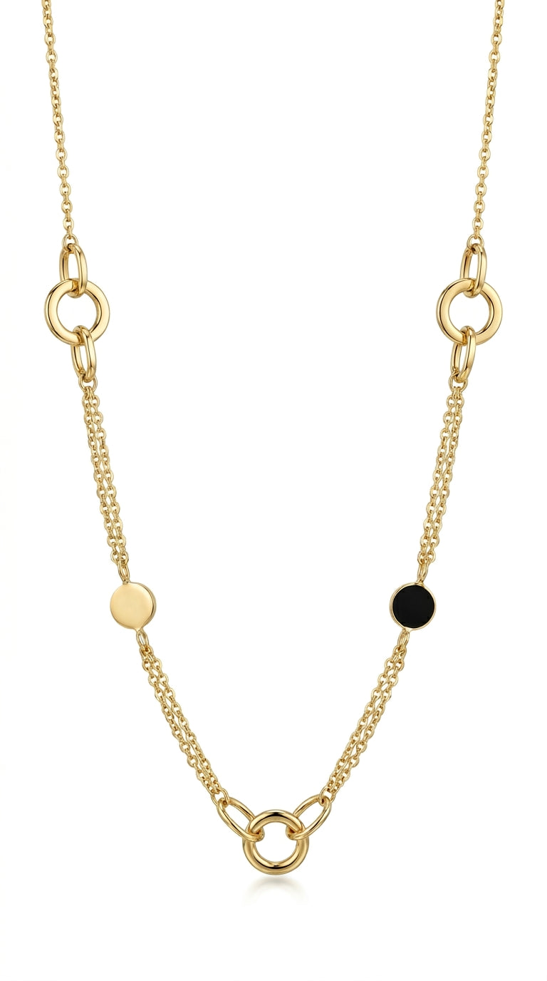 Collar de Eslabones y Círculos en Oro 14K Mod LM5064 - 45 cm