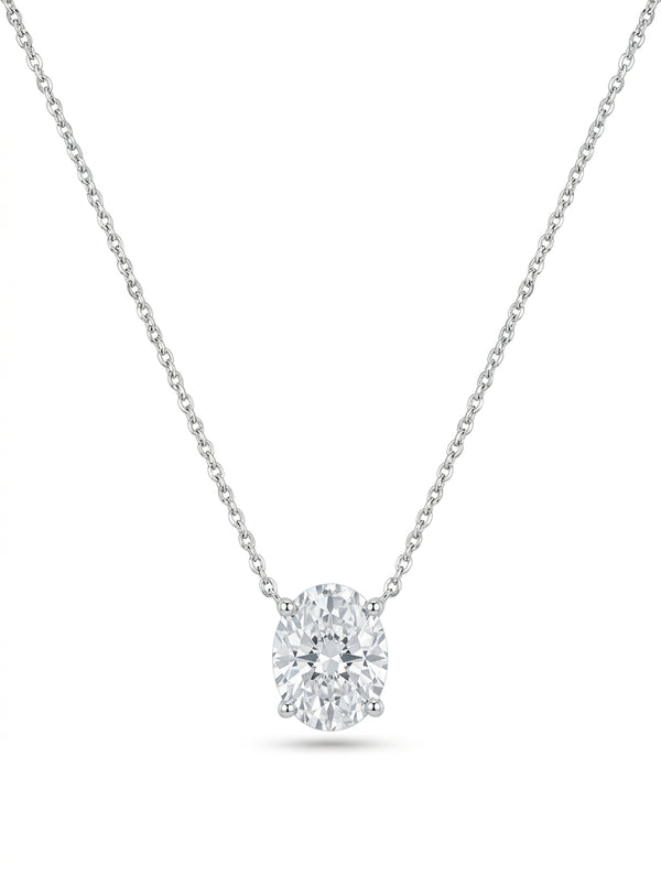 Gargantilla de oro blanco 14k corte oval de diamante de laboratorio Mod 5476 - 45 cm