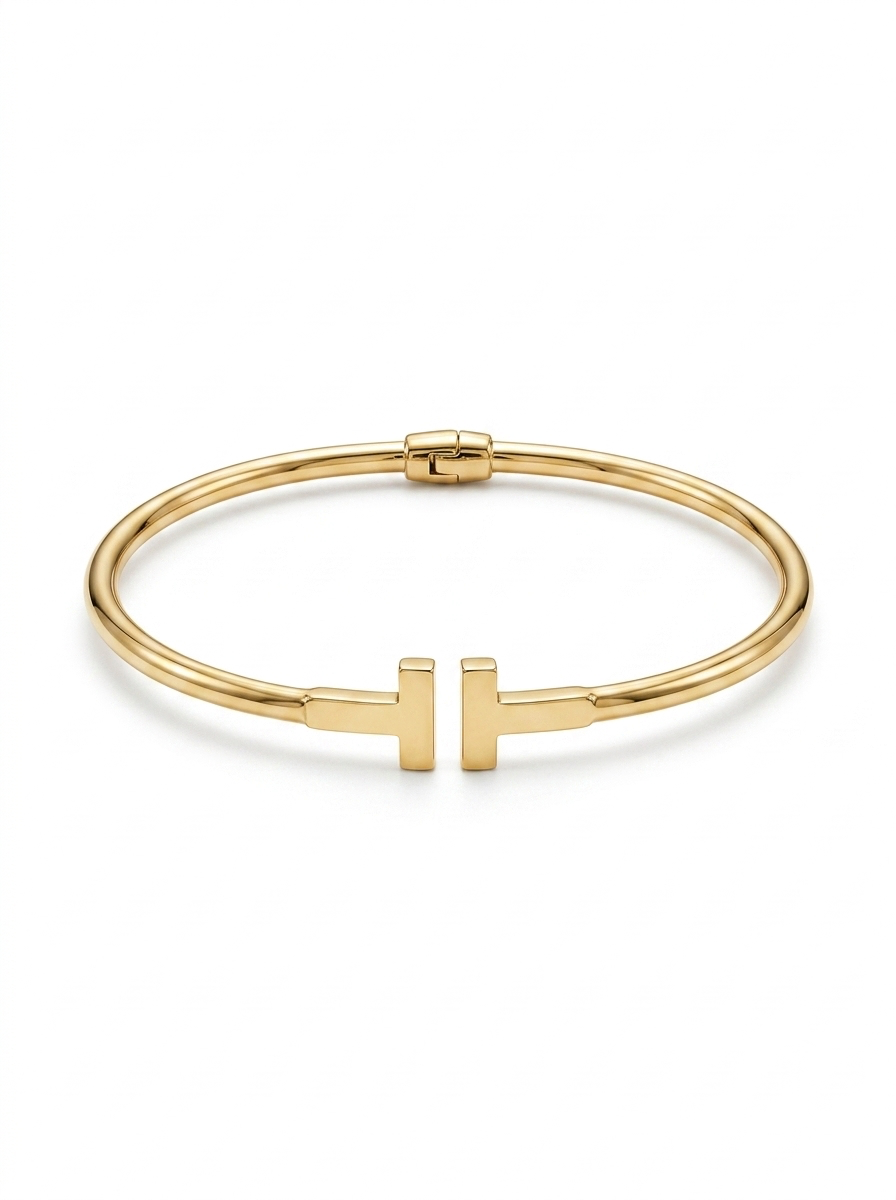 Brazalete de oro 10k tipo diseñador hueco Mod 5499 - 18 cm