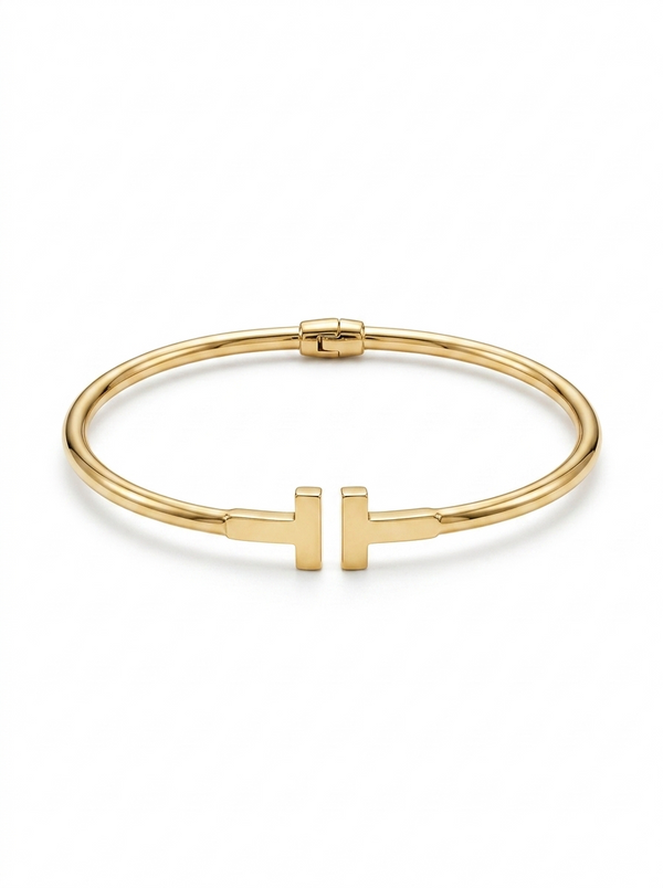 Brazalete de oro 10k tipo diseñador hueco Mod 5499 - 18 cm