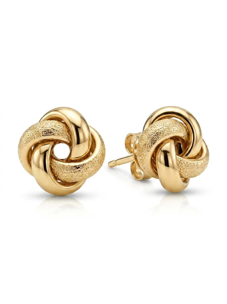 Aretes de oro 14k diseño de nudo doble clásicos Mod 5708