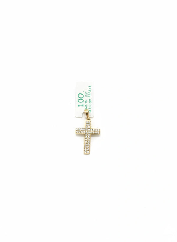 Dije de cruz de oro 10k con incrustaciones de circonias Modelo 2015