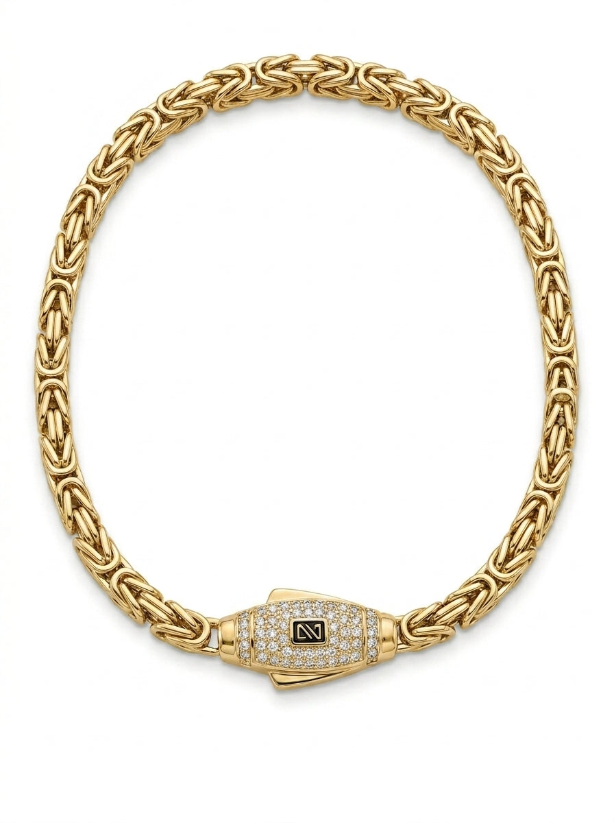 Pulsera de oro 10k tejido bizantino Mod LM5158- 18 cm x 5 mm