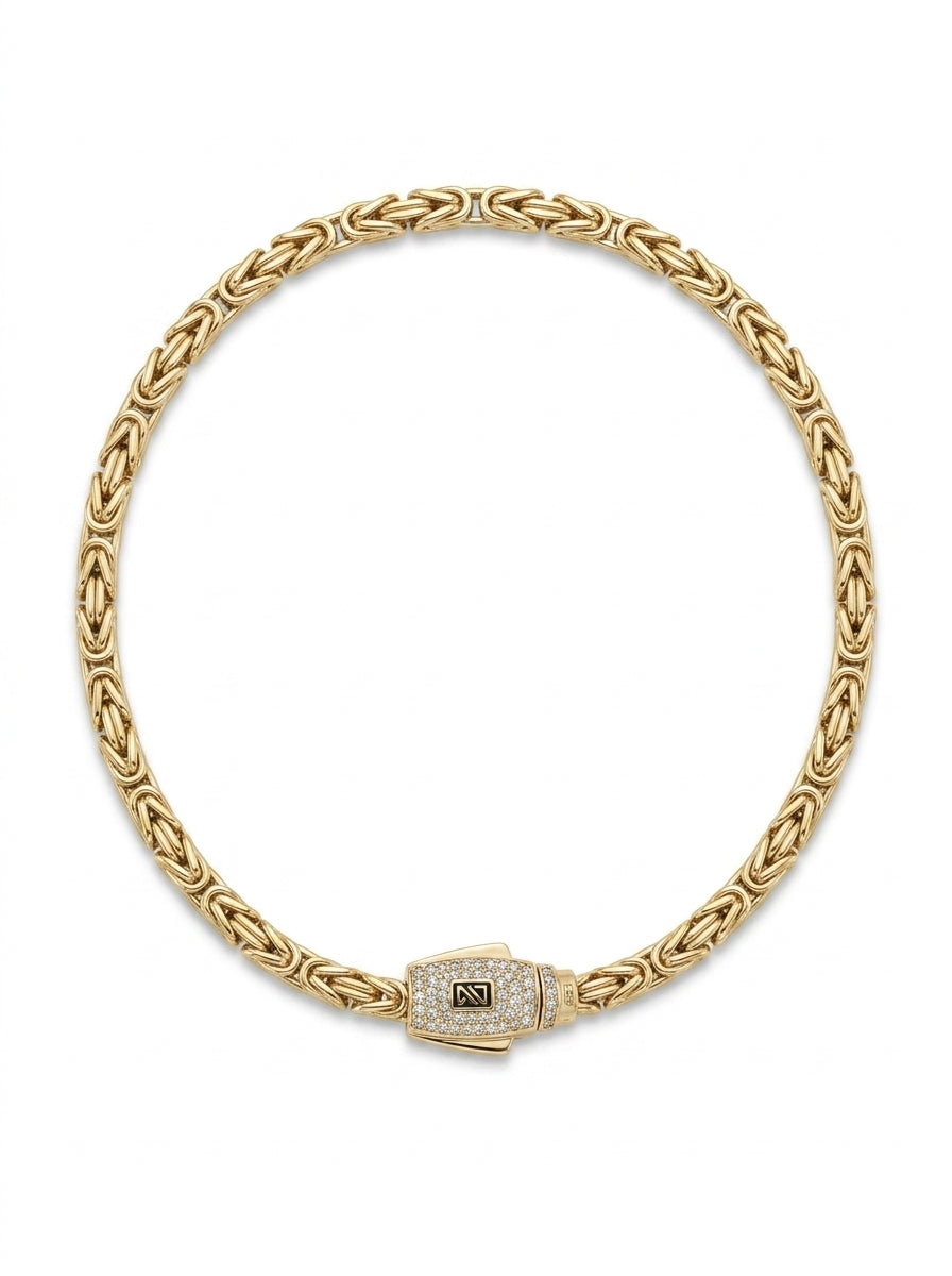 Pulsera de oro 10k tejido bizantino Mod LM5157 - 18 cm x 3 mm