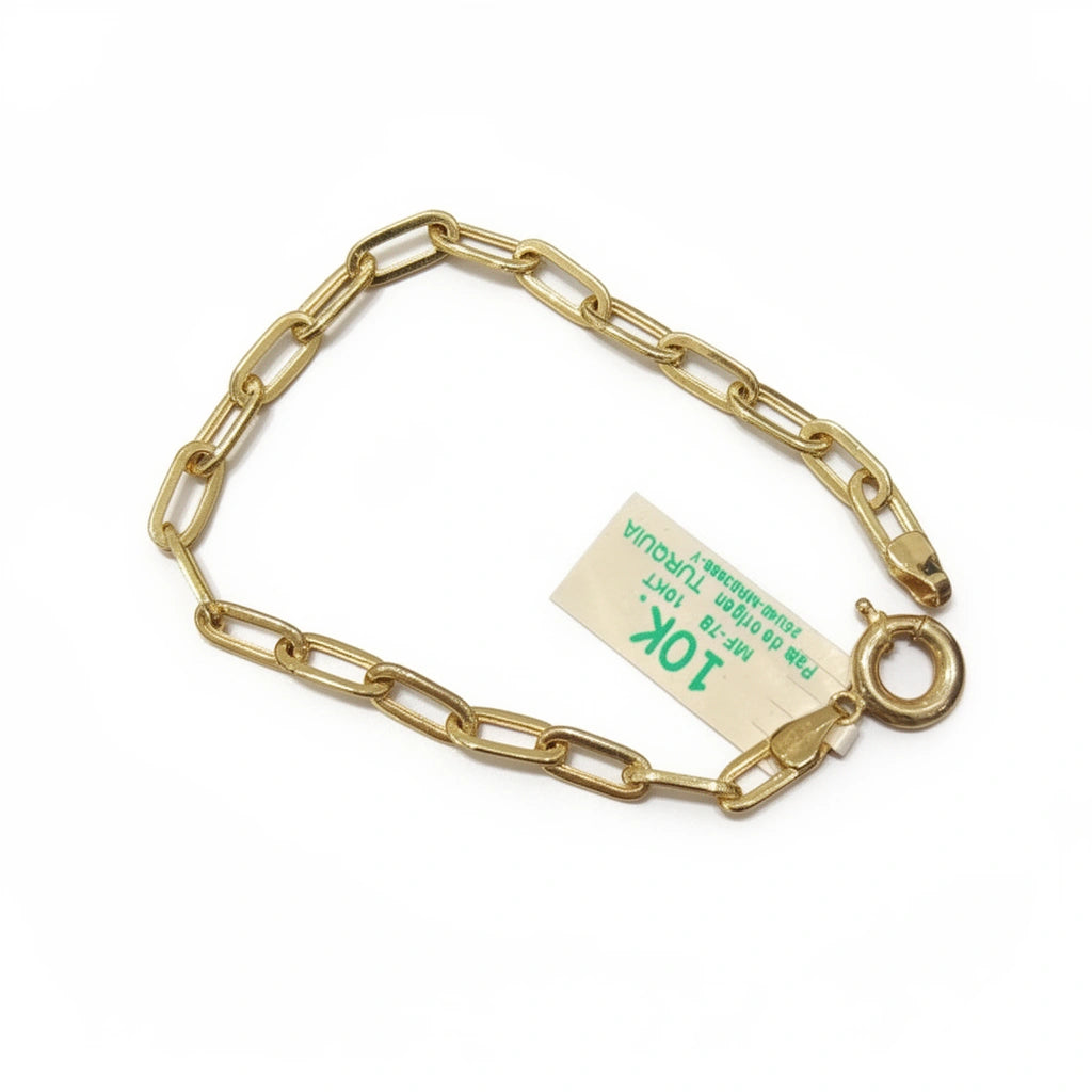 Pulsera de oro 10k tejido clip mod. MR03966Y -18 cm