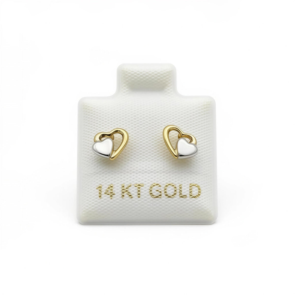 Broquel 14k de corazones de 2 oros