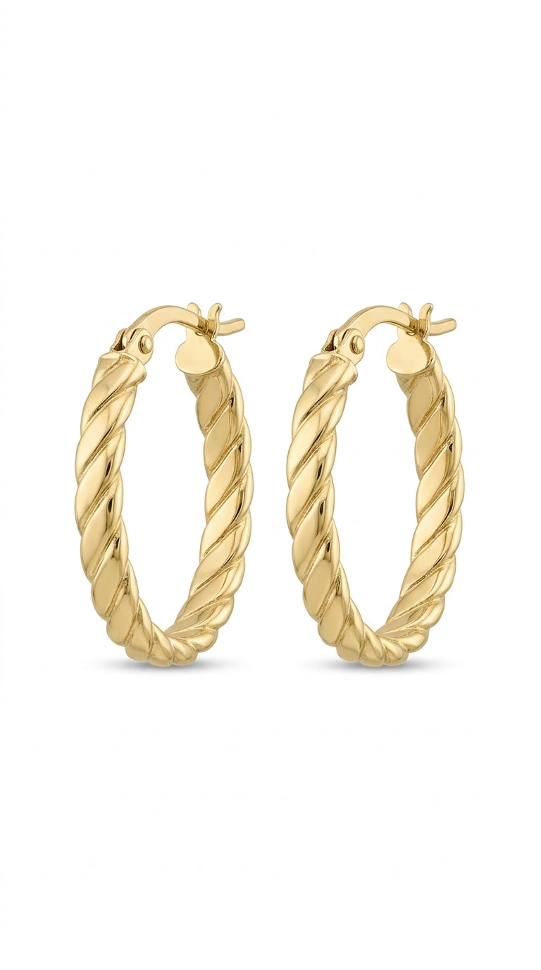 Arracadas alargadas trenzadas en oro 14k LM5079 - 1.6 cm