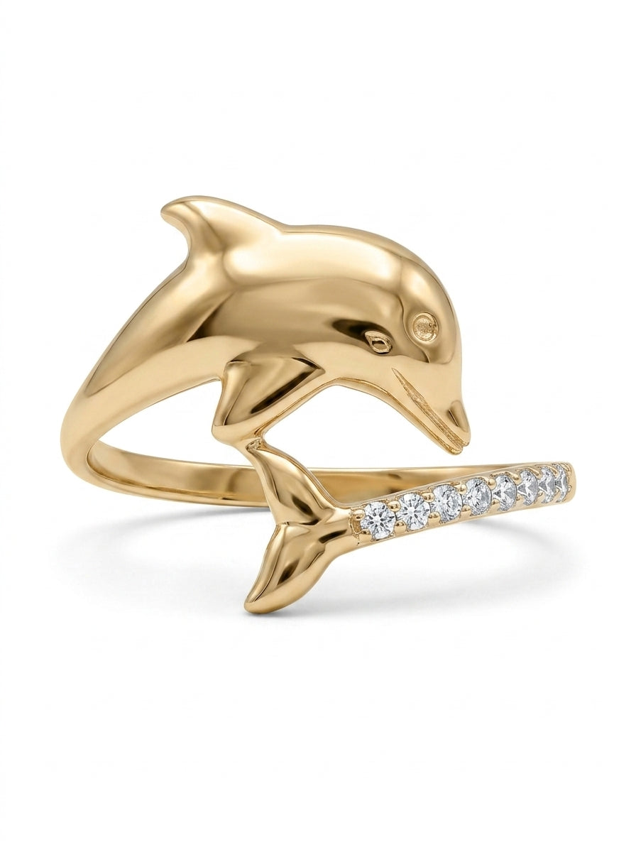 Anillo de oro 10k diseño de delfín Mod 5526