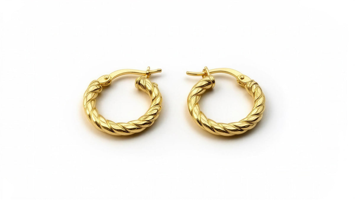 Arracadas trenzadas en oro 14k LM5071 - 1.4 cm