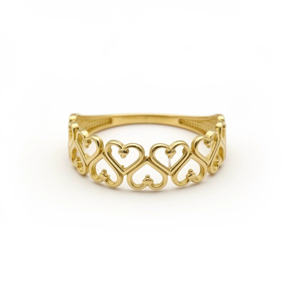 Anillo de siluetas de corazones de oro 10k