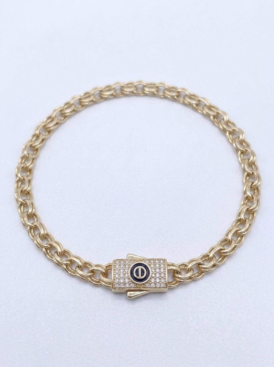 Pulsera de oro 14k tejido chino hueco Mod 5546 - 18 cm