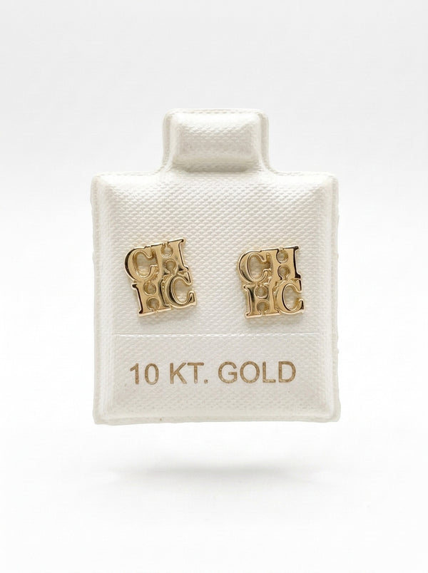 Broquel de oro 10k delgado tipo diseñador (de bolitas) Mod 5641