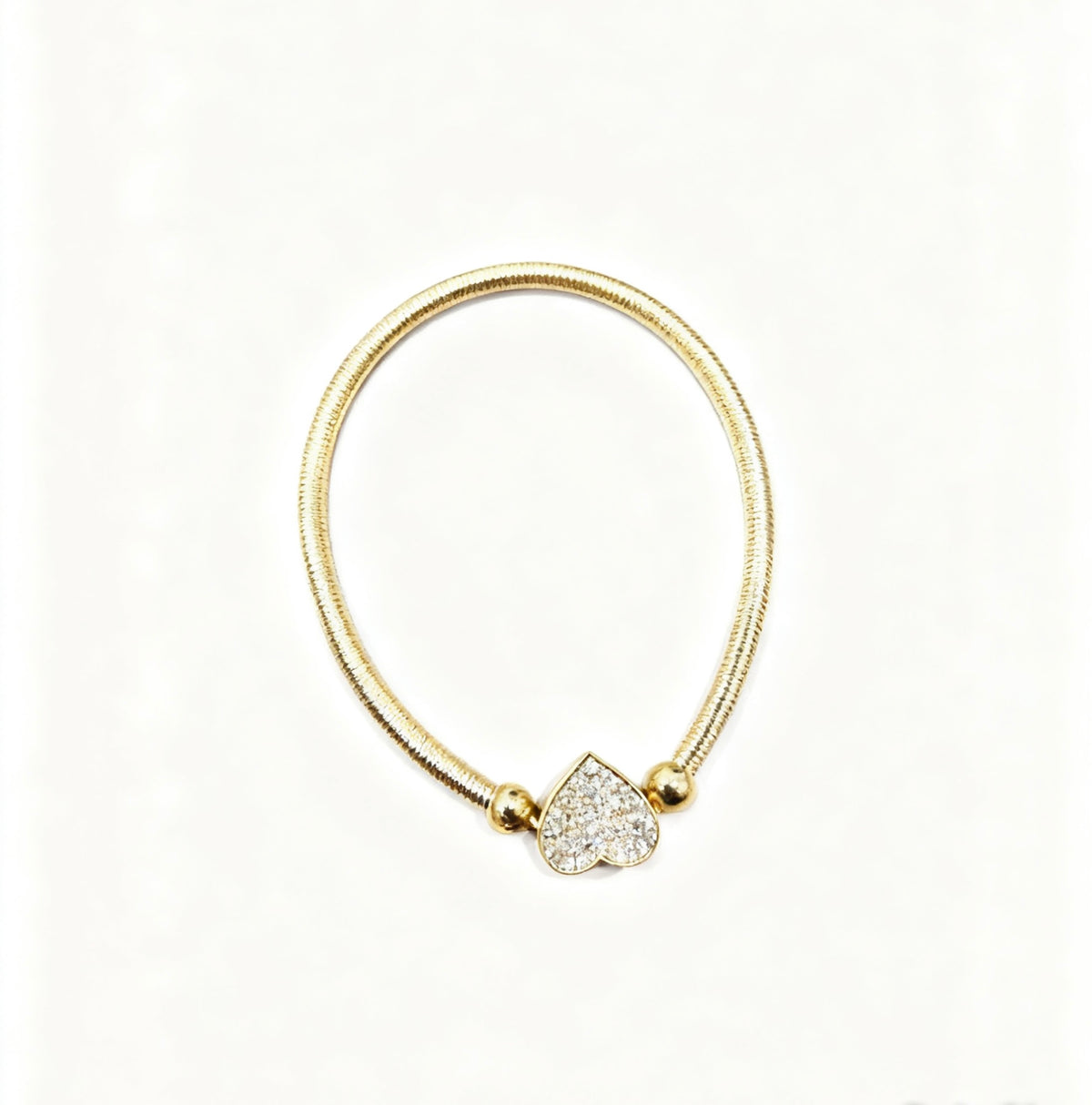 Pulsera de oro 10k de corazón modelo flexible de resorte - 18 cm