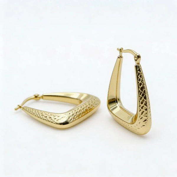 Arracadas biseladas de oro 14k Mod.403030