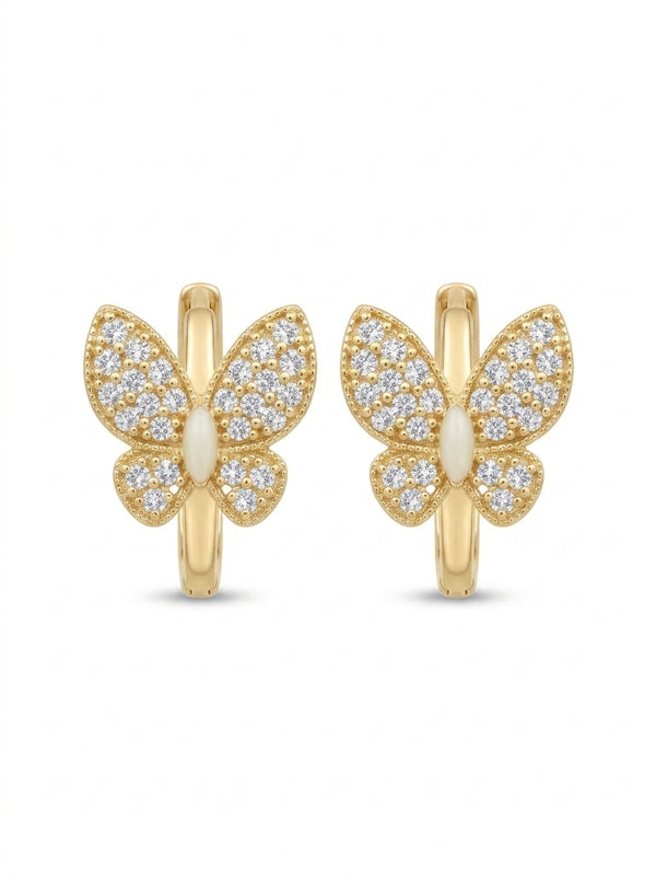 Huggies de oro 14k diseño de mariposa 5606