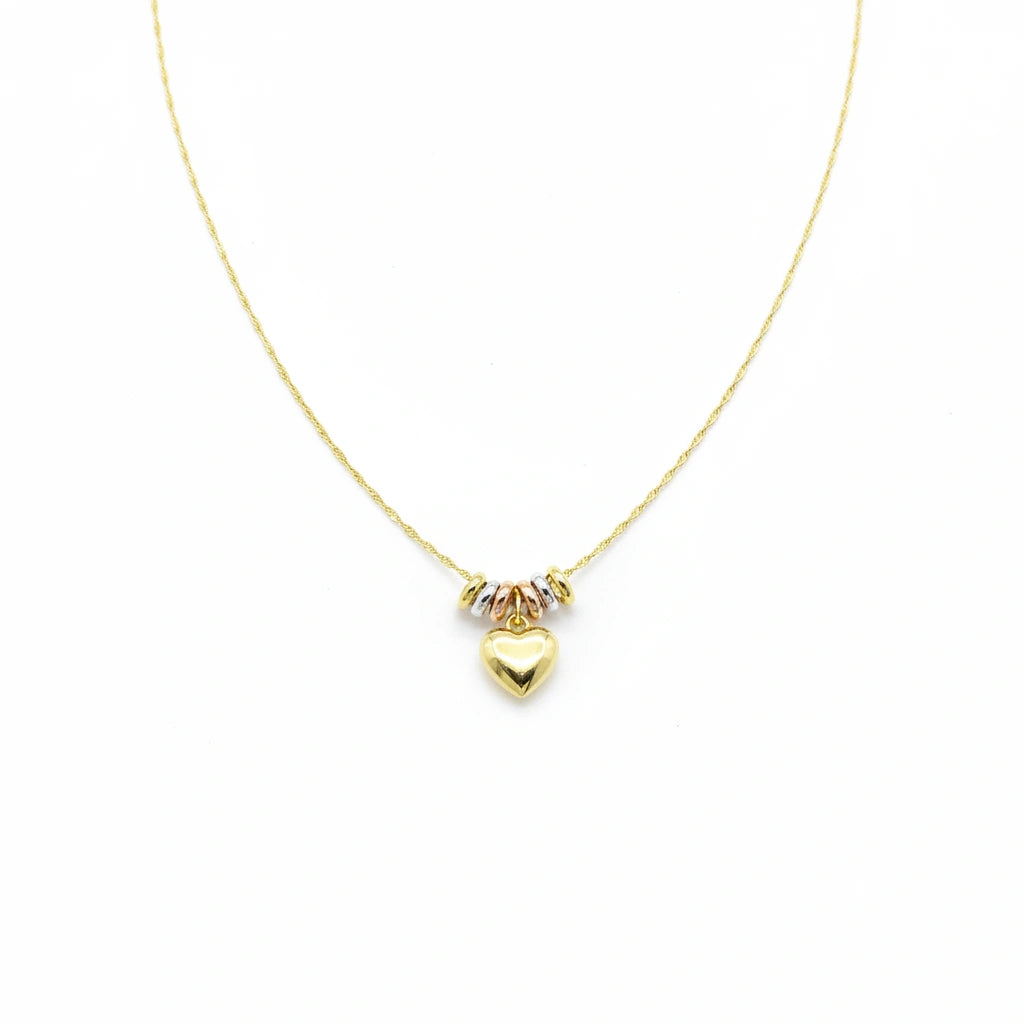 Gargantilla con Aros de Corazón de oro 14k