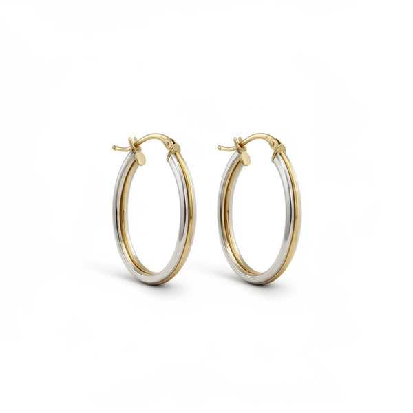 Arracadas bicolor de oro 14k 2.5 cm