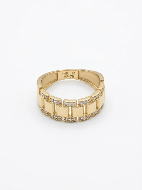 Anillo de oro 14k tipo diseñador con circonias Mod 5843