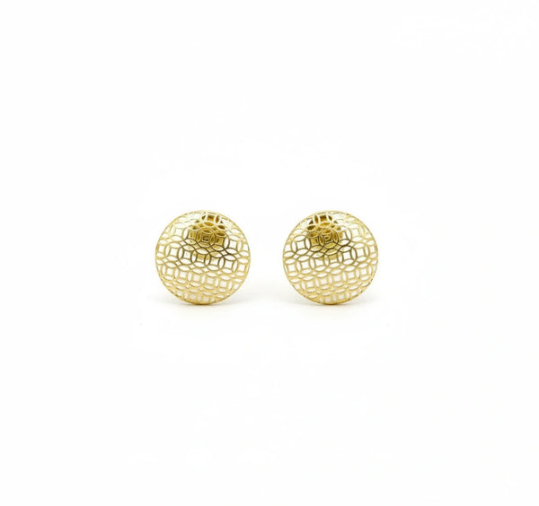 Aretes redondos calados de oro 14k