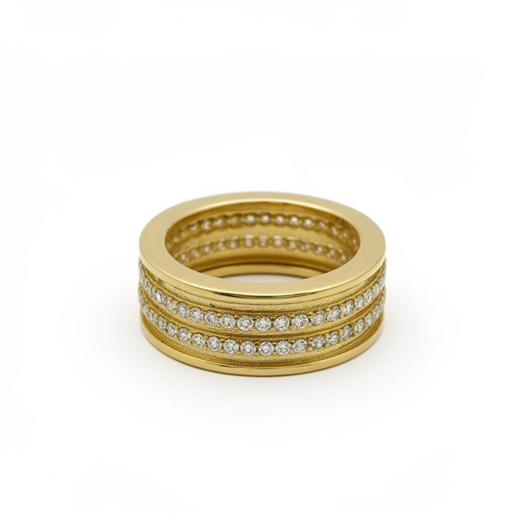 Anillo doble churumbela de oro 14k con incrustaciones de circonias