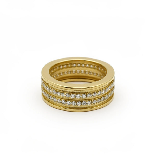 Anillo doble churumbela de oro 14k con incrustaciones de circonias