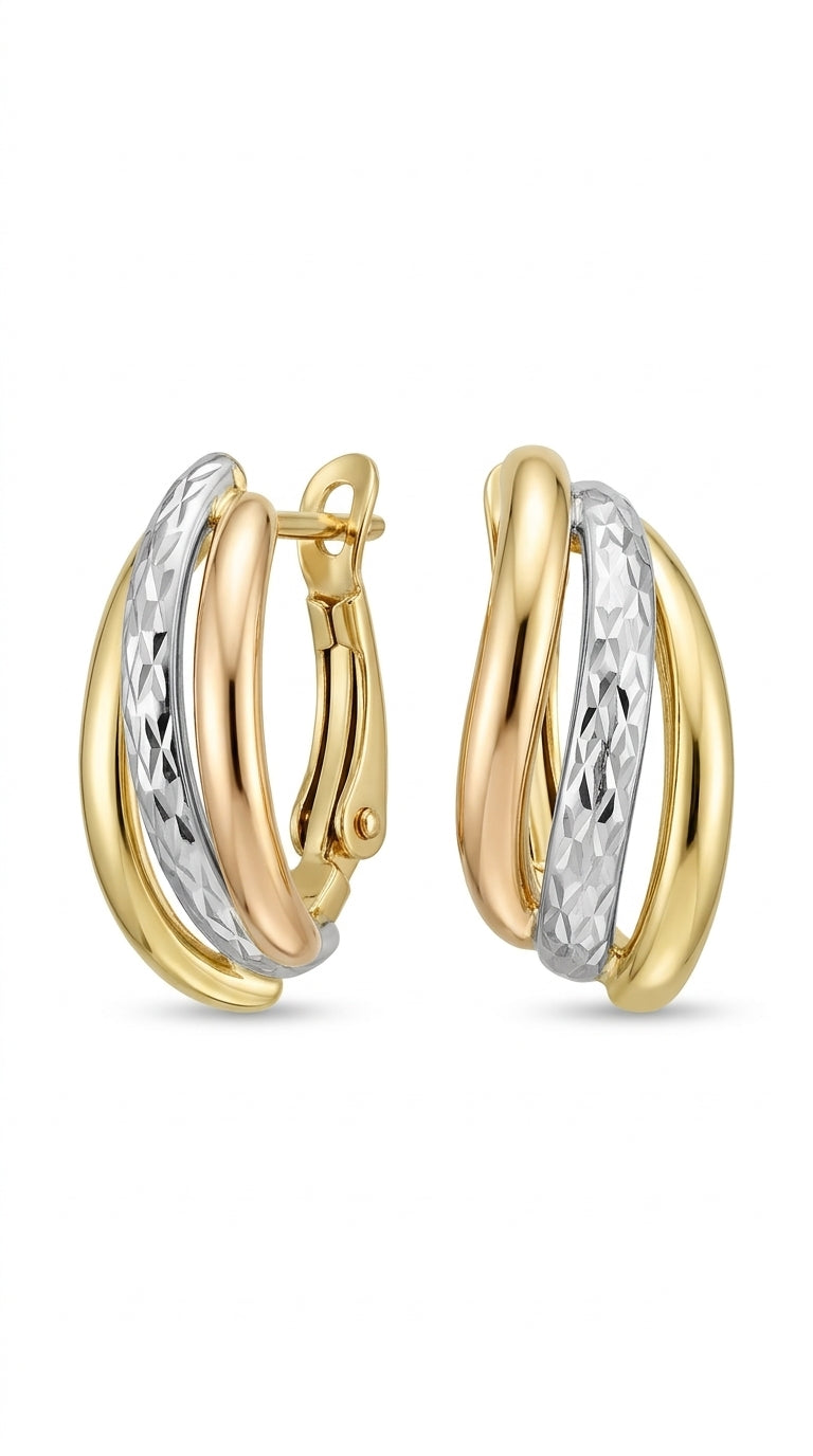 Arracadas florentinas texturizadas en oro 14k LM5080 - 1.9 cm