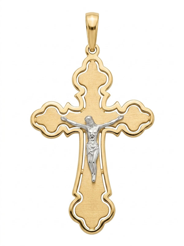 Cruz de oro amarillo 14k con acabado mate Mod 5629 4.5 cm