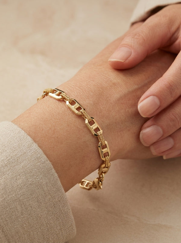 Pulsera de oro 14k tipo diseñador mod 5575 - 18 cm
