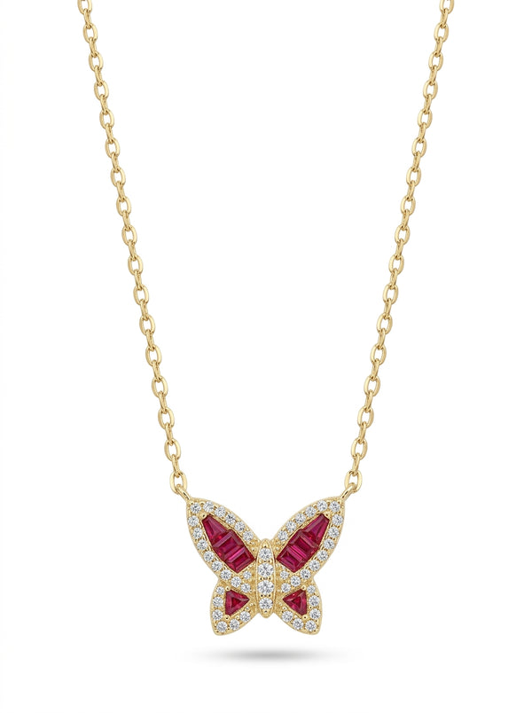 Gargantilla de oro 14k diseño de mariposa con circonias mod 5594 - 45 cm