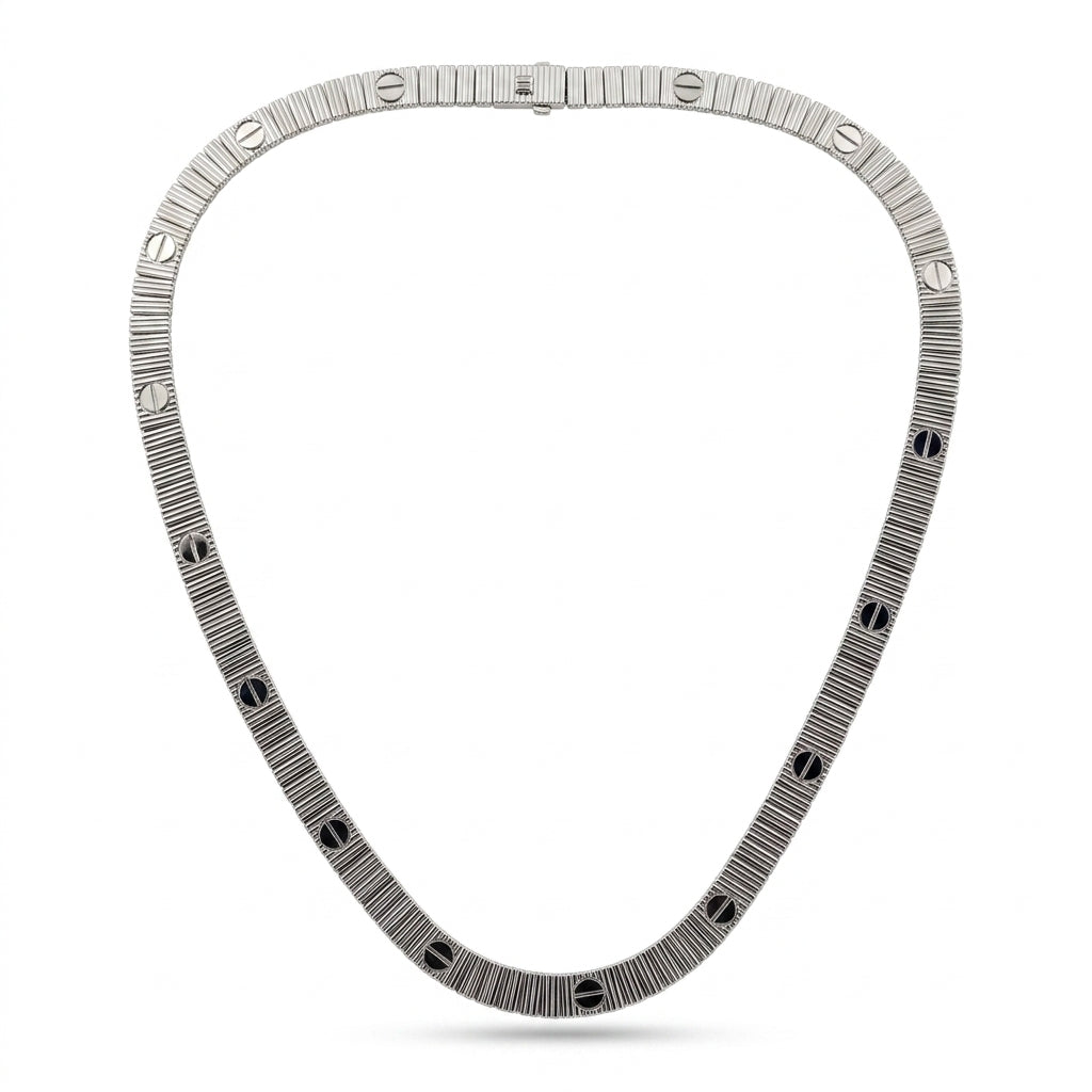 Gargantilla de oro blanco 14k tipo diseñador Mod 5652 - 45 cm