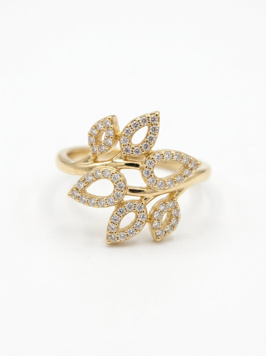 Anillo de oro 14k diseño hojas Mod 5866