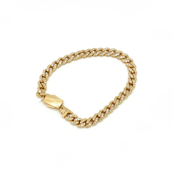 Pulsera de oro 10k con acabado biselado hueca Mod. 300027 - 21 cm