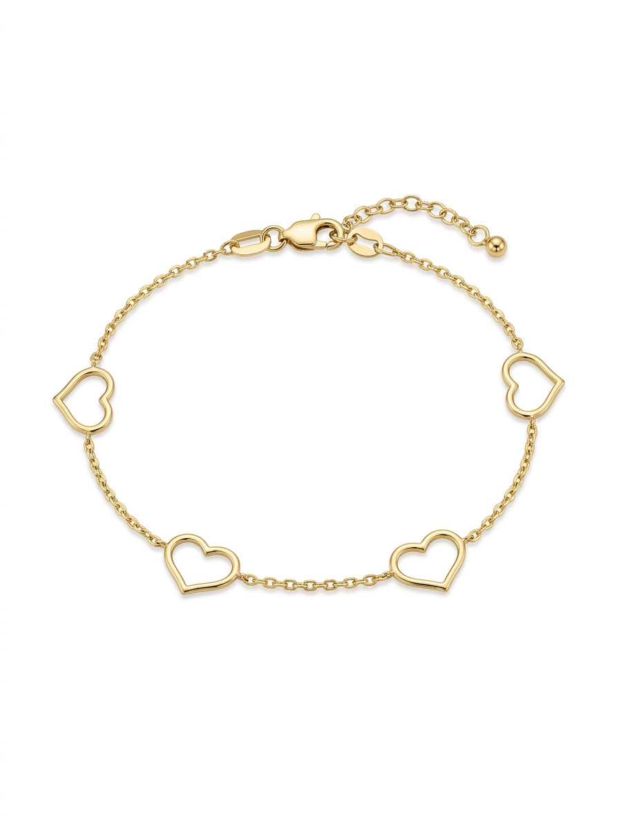 Pulsera de oro 14k diseño de corazones Mod LM5263 - 18 cm